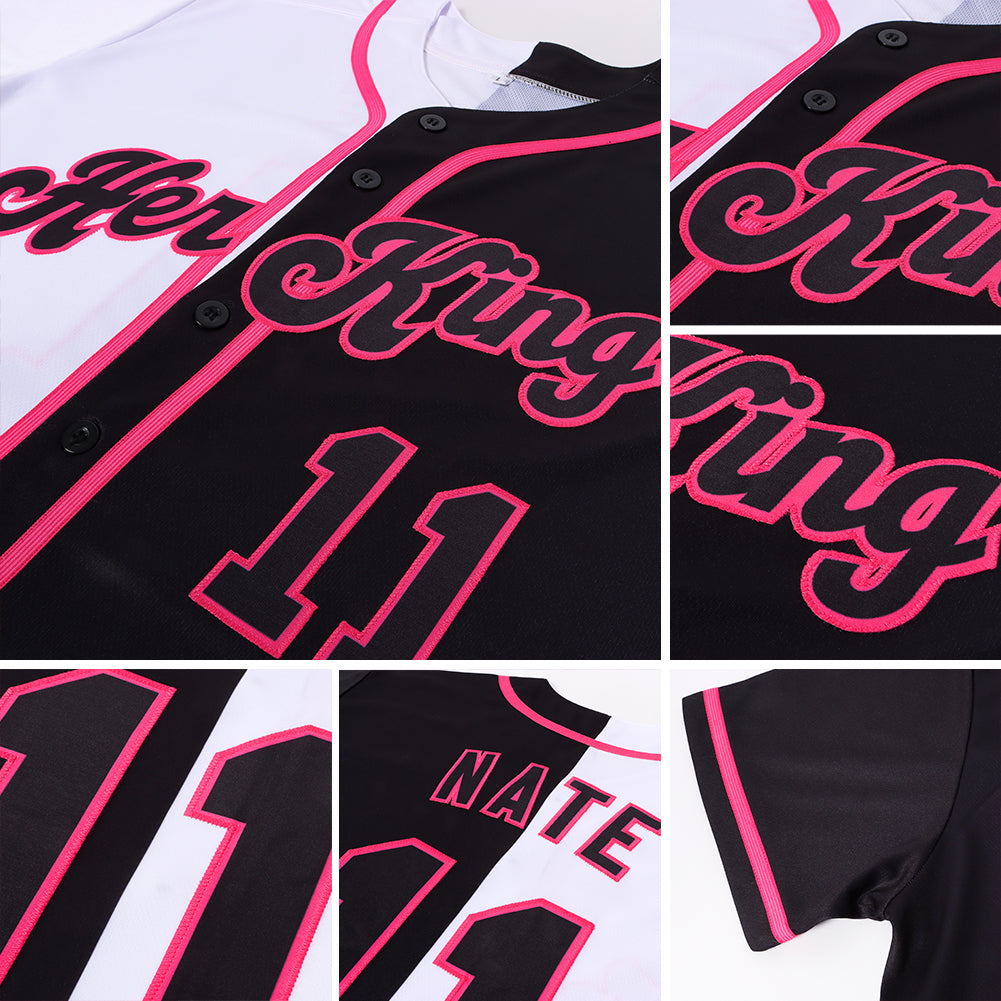 Custom Black Pink White Split Fashion Baseball Jerseys JN12541 in