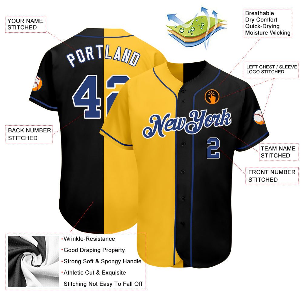 Custom Black Royal Gold Baseball Jerseys For Men & Women JN1125_1416