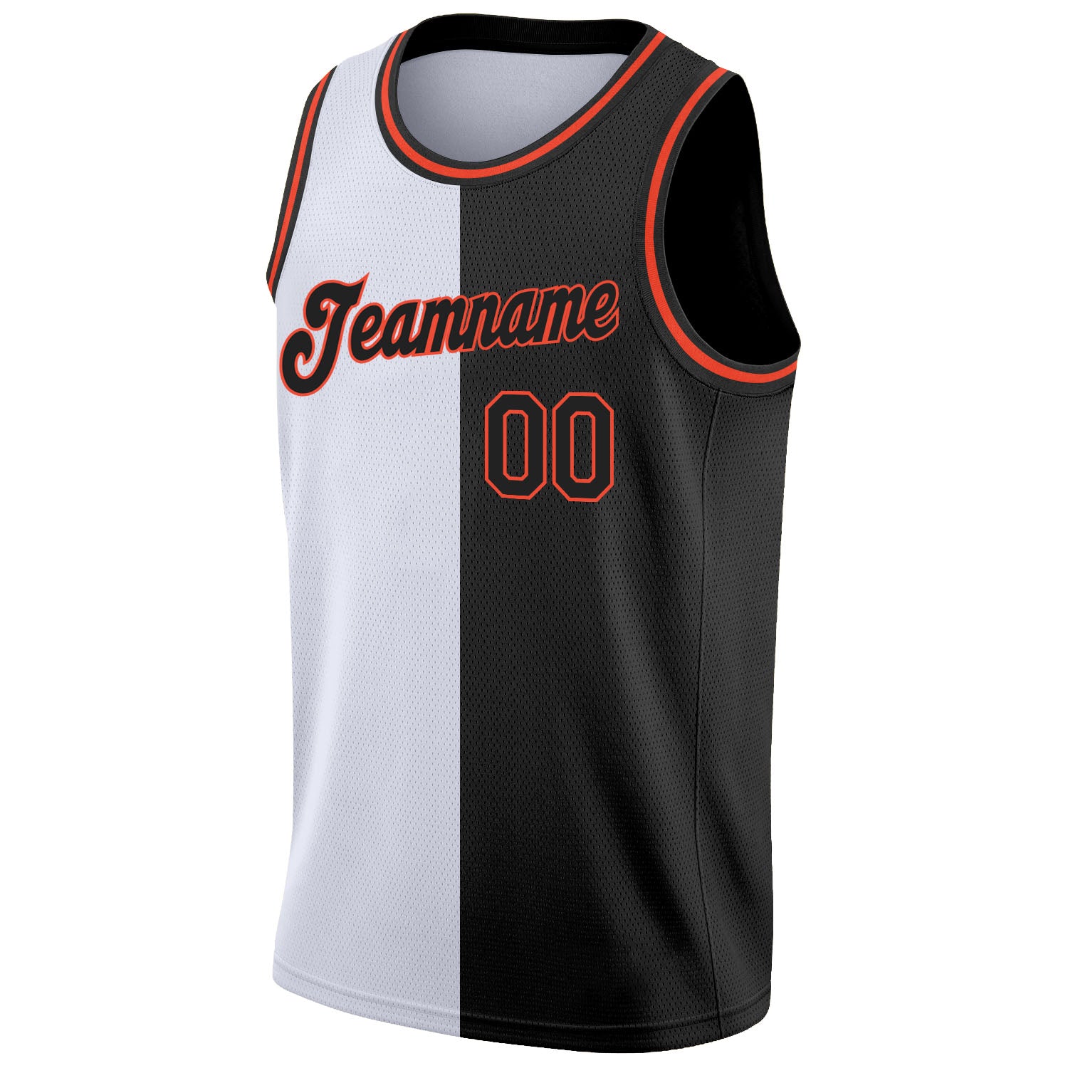 Custom White Black-Orange Authentic Split Fashion Basketball Jersey