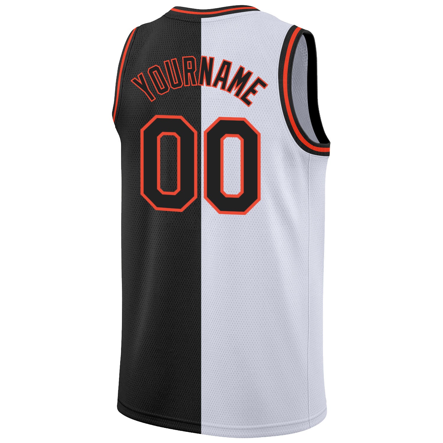 Custom White Black-Orange Authentic Split Fashion Basketball Jersey