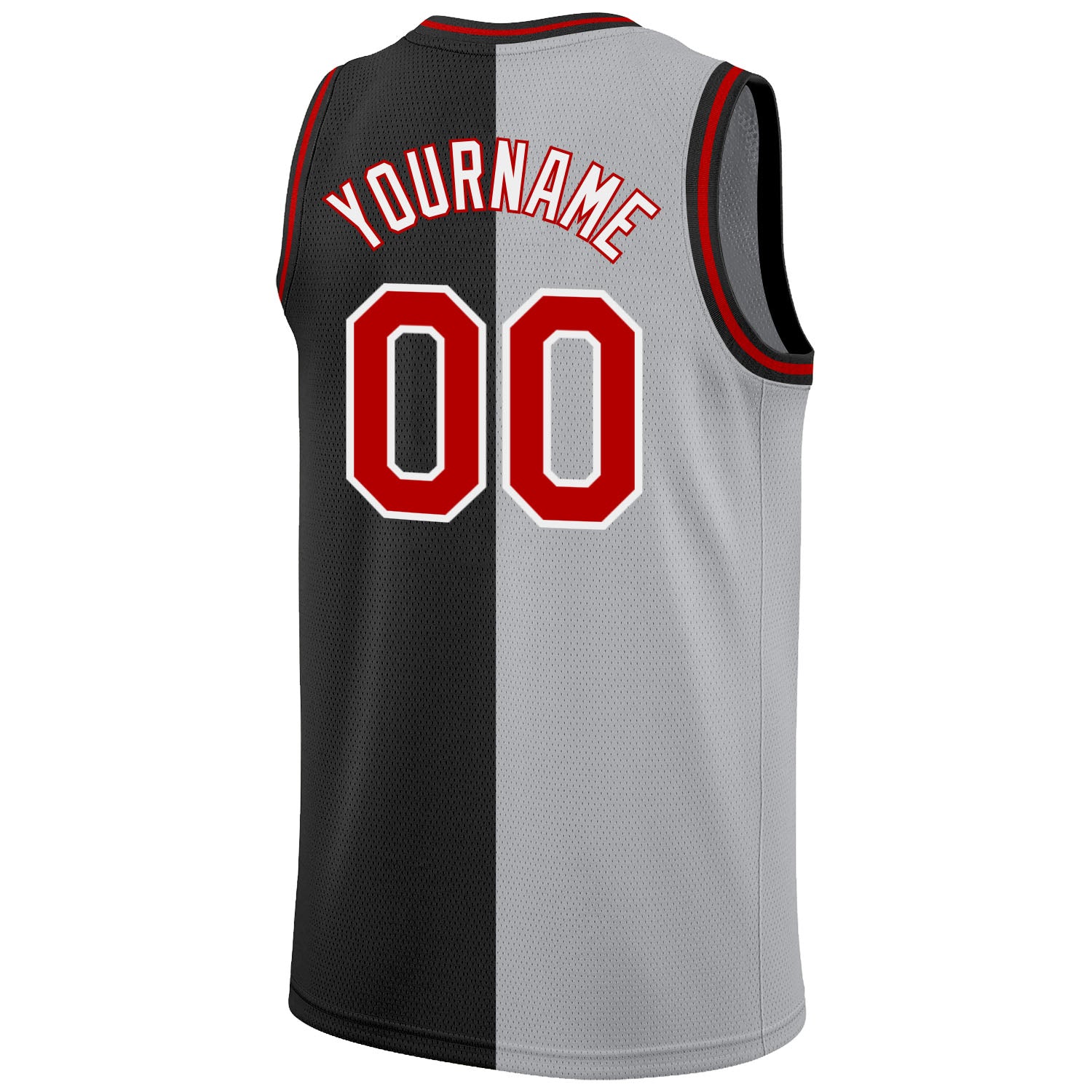 Custom Black Red-Gray Authentic Split Fashion Basketball Jersey