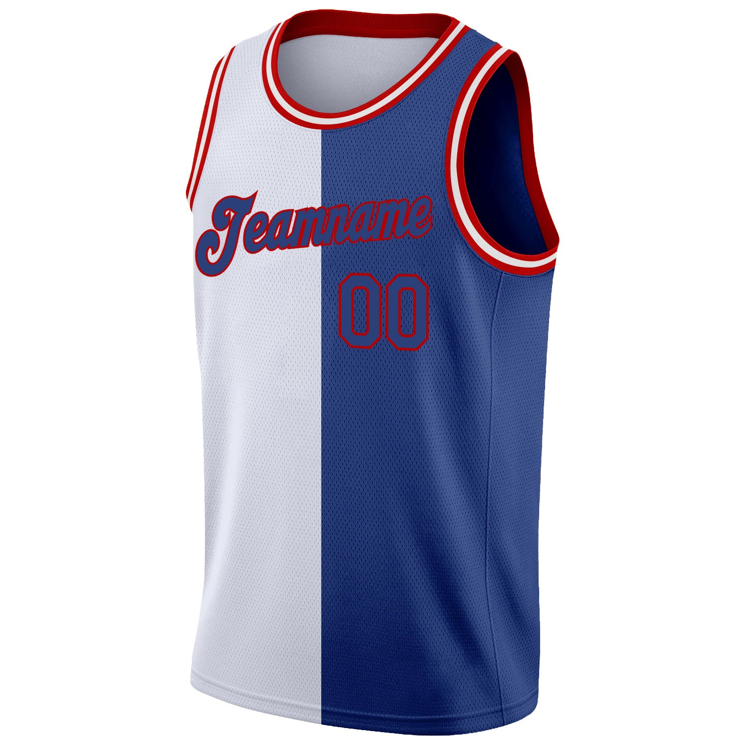 Custom White Royal-Red Authentic Split Fashion Basketball Jersey