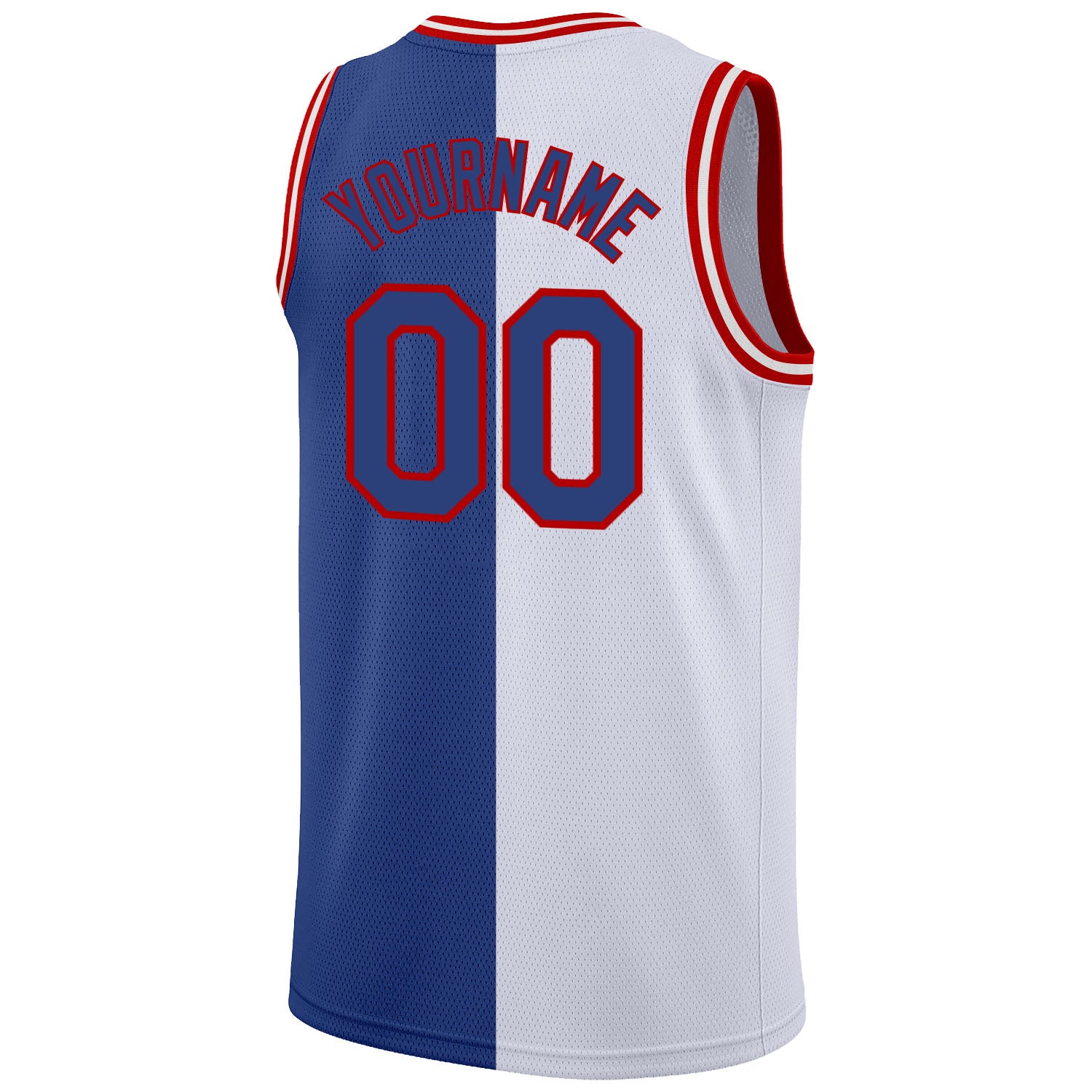 Custom White Royal-Red Authentic Split Fashion Basketball Jersey