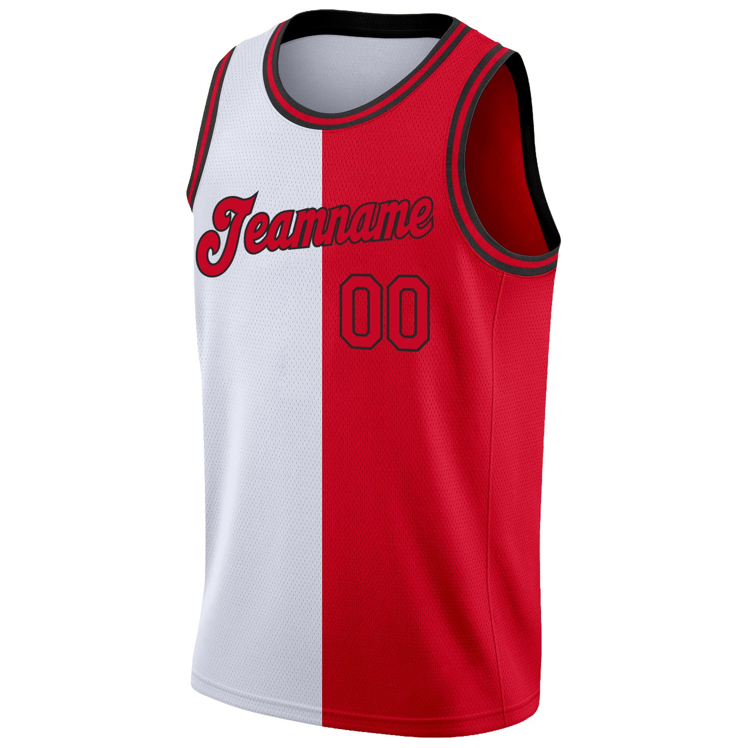 Custom White Red-Black Authentic Split Fashion Basketball Jersey