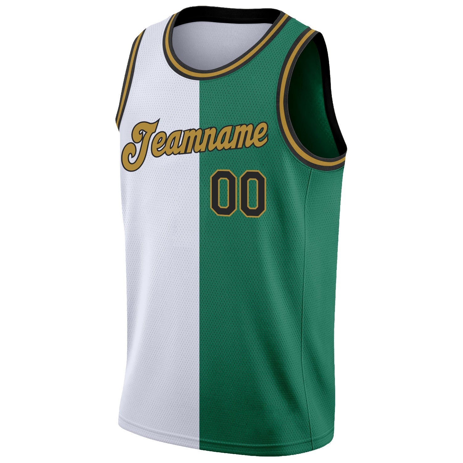 Custom Kelly Green Black-White Authentic Split Fashion Basketball Jersey