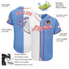 Custom White Light Blue-Red Authentic Split Fashion Baseball Jersey