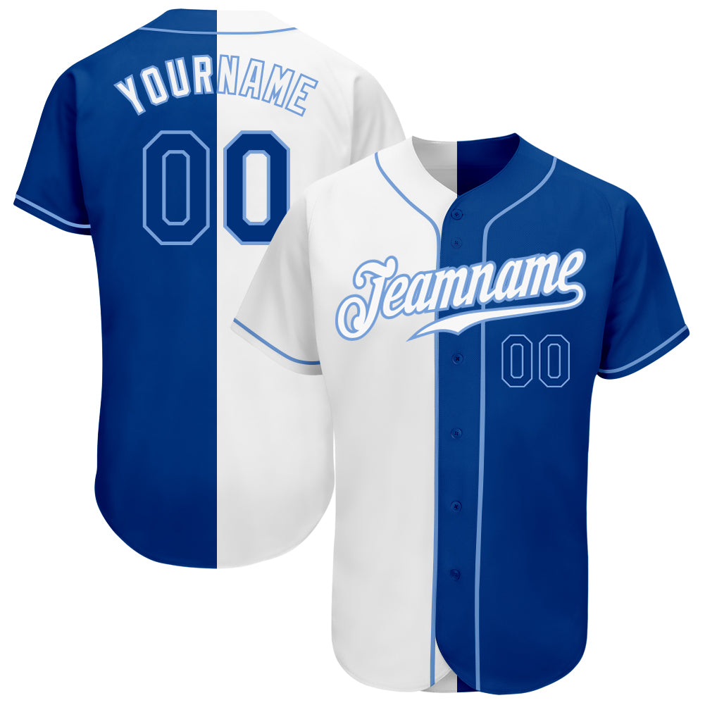 Custom Name Blue Light Blue White Split Fashion Baseball Jerseys Shirt -  Freedomdesign