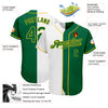 Custom White Kelly Green-Gold Authentic Split Fashion Baseball Jersey