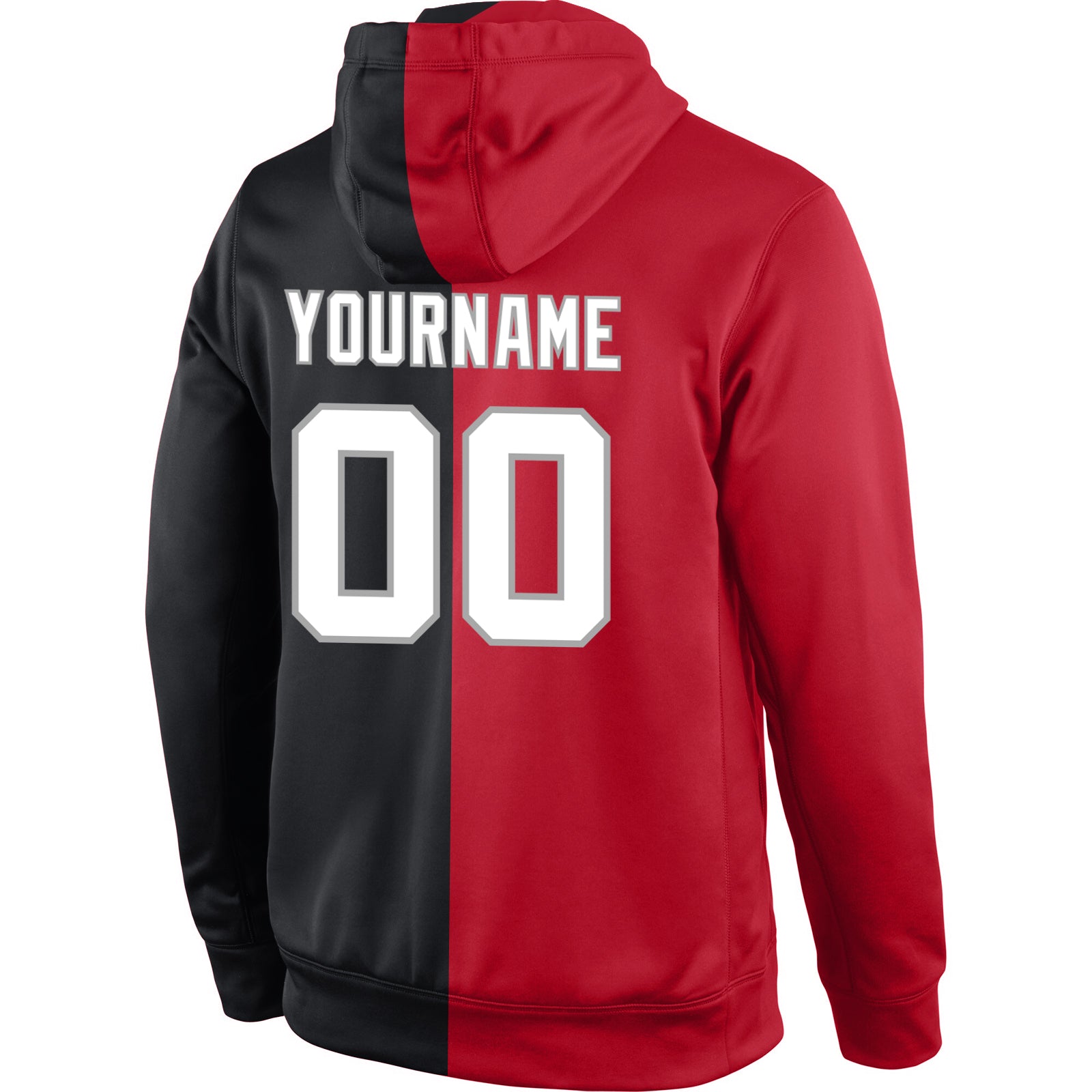 Custom Stitched Red White-Black Split Fashion Sports Pullover Sweatshirt Hoodie