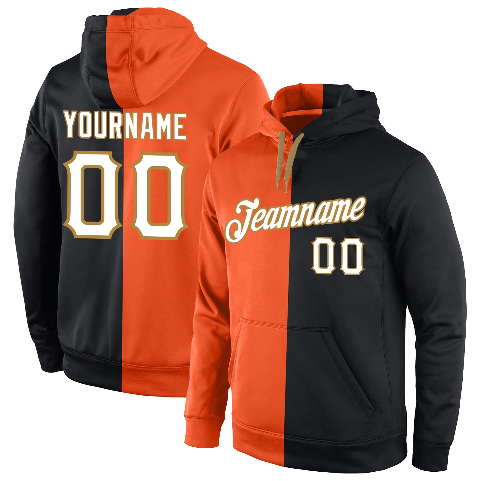 Orange and black split hoodie sale