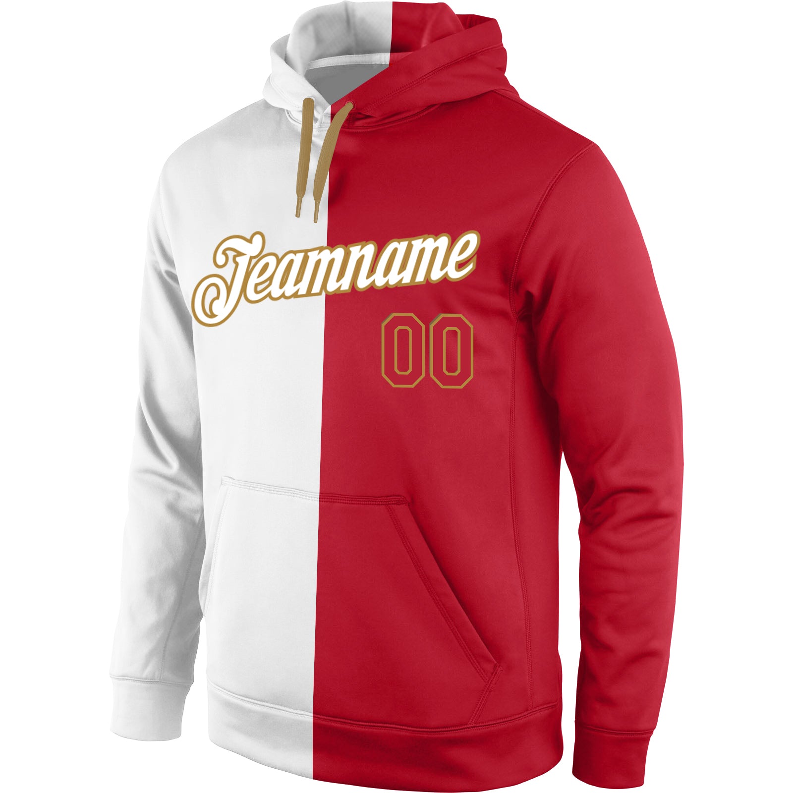 Red and best sale white split hoodie