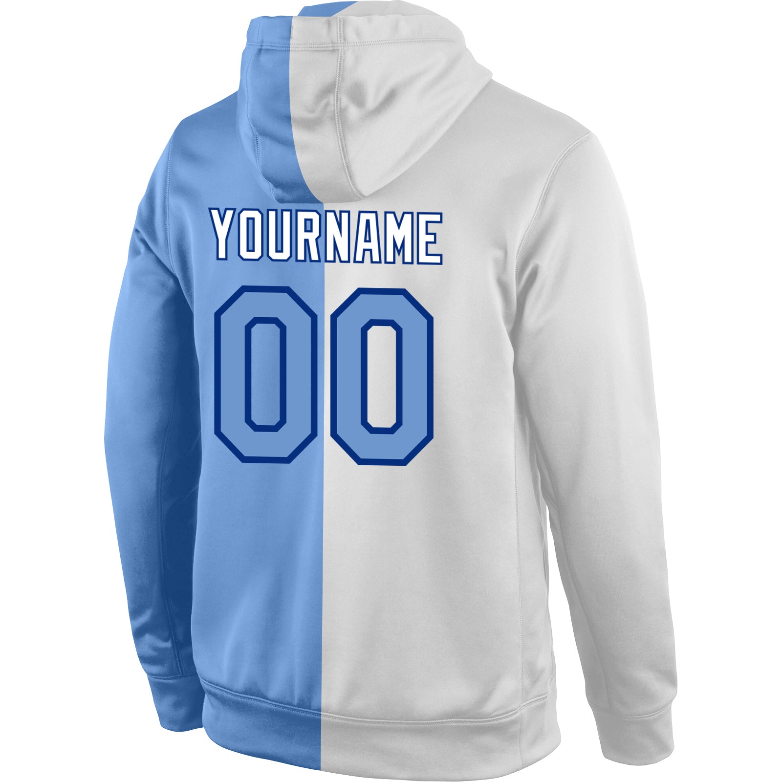 Custom Split Fashion Sweatshirt Hoodie White Light Blue Royal