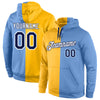 Custom Stitched Gold Navy-Light Blue Split Fashion Sports Pullover Sweatshirt Hoodie