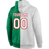 Custom Stitched Kelly Green White-Red Split Fashion Sports Pullover Sweatshirt Hoodie