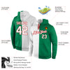 Custom Stitched Kelly Green White-Red Split Fashion Sports Pullover Sweatshirt Hoodie