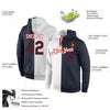 Custom Stitched White Navy-Red Split Fashion Sports Pullover Sweatshirt Hoodie