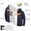 Custom Stitched White Navy-Orange Split Fashion Sports Pullover Sweatshirt Hoodie