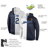 Custom Stitched White Navy-Light Blue Split Fashion Sports Pullover Sweatshirt Hoodie