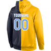 Custom Stitched Gold Light Blue-Navy Split Fashion Sports Pullover Sweatshirt Hoodie