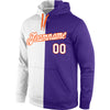 Custom Stitched Purple White-Orange Split Fashion Sports Pullover Sweatshirt Hoodie