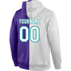 Custom Stitched Purple White-Aqua Split Fashion Sports Pullover Sweatshirt Hoodie