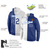 Custom Stitched White Royal-Light Blue Split Fashion Sports Pullover Sweatshirt Hoodie