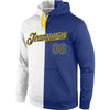 Custom Stitched White Royal-Gold Split Fashion Sports Pullover Sweatshirt Hoodie