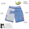 Custom White Light Blue-Royal Authentic Throwback Split Fashion Basketball Shorts
