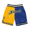 Custom Gold Royal-Black Authentic Throwback Split Fashion Basketball Shorts