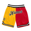 Custom Gold Black-Red Authentic Throwback Split Fashion Basketball Shorts