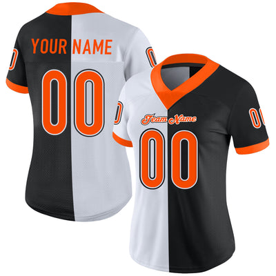 Custom Orange White-Black Mesh Authentic Football Jersey - FansIdea