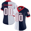 Custom Navy White-Scarlet Mesh Split Fashion Football Jersey