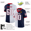 Custom Navy White-Scarlet Mesh Split Fashion Football Jersey