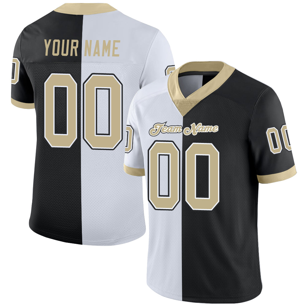 Custom Black Vegas Gold-White Split Fashion Football Jersey Women's Size:2XL