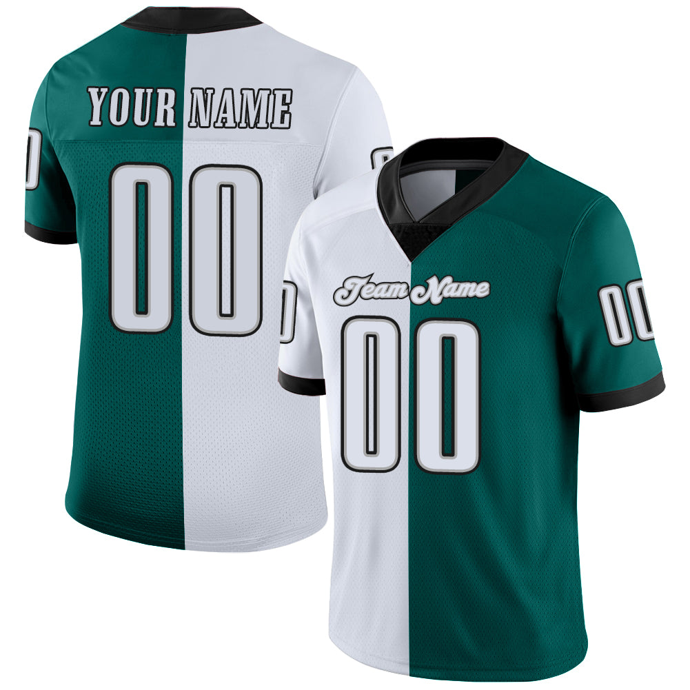 Philadelphia Eagles Custom Split Black White Jersey - All Stitched