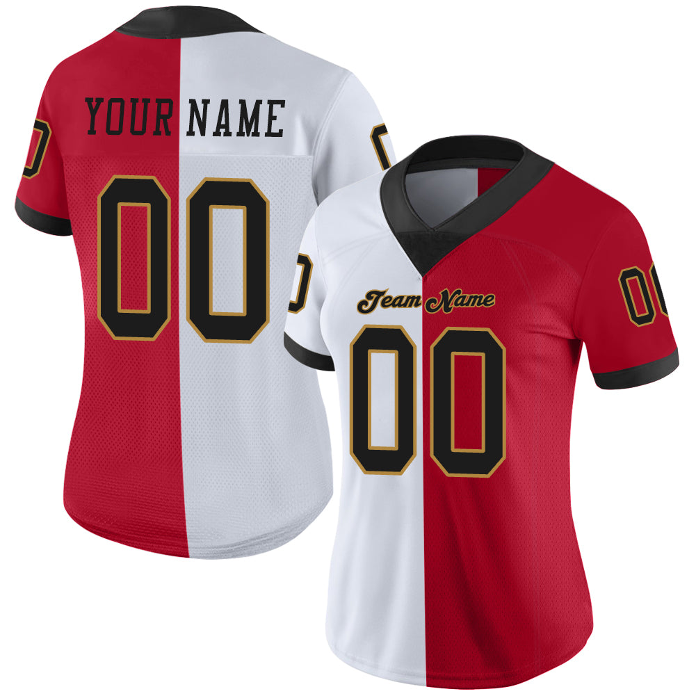 Custom Vegas Gold Black-White Mesh Drift Fashion Football Jersey