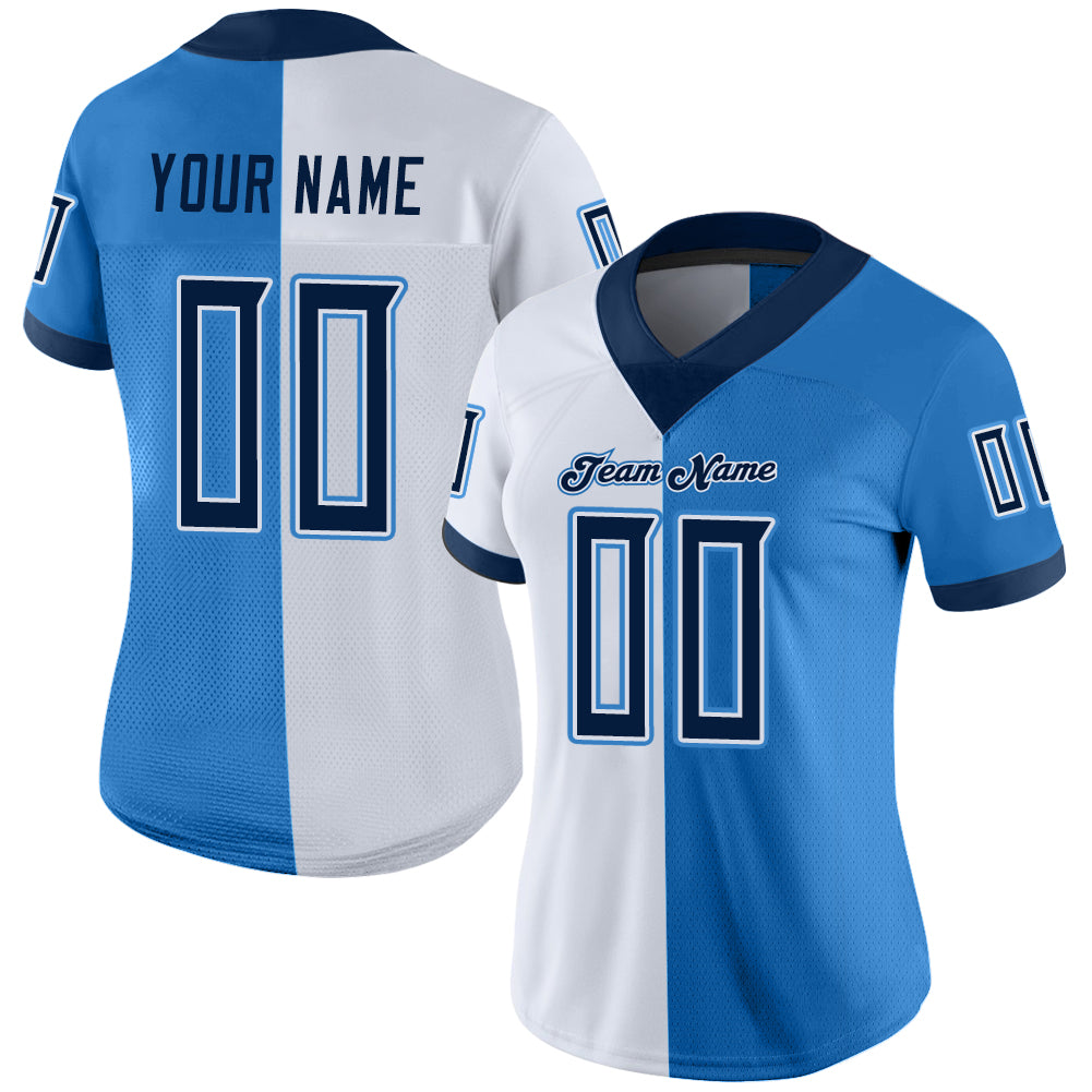 FANSIDEA Custom White Royal-Scarlet Split Fashion Football Jersey Women's Size:XL