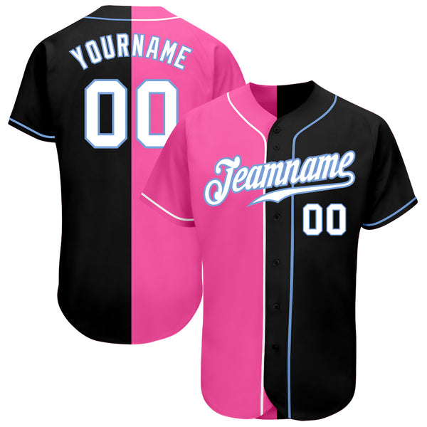 White-Black Light Blue CUSTOM Baseball Jersey 