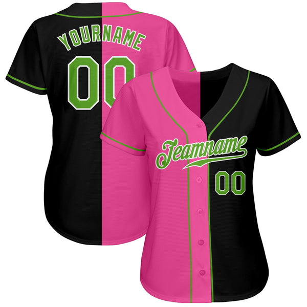 Custom Black Neon Green-Pink Authentic Split Fashion Baseball Jersey  Discount