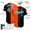 Custom Black Teal-Orange Authentic Split Fashion Baseball Jersey