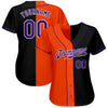 Custom Black Purple-Orange Authentic Split Fashion Baseball Jersey