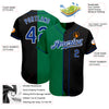 Custom Black Royal-Kelly Green Authentic Split Fashion Baseball Jersey