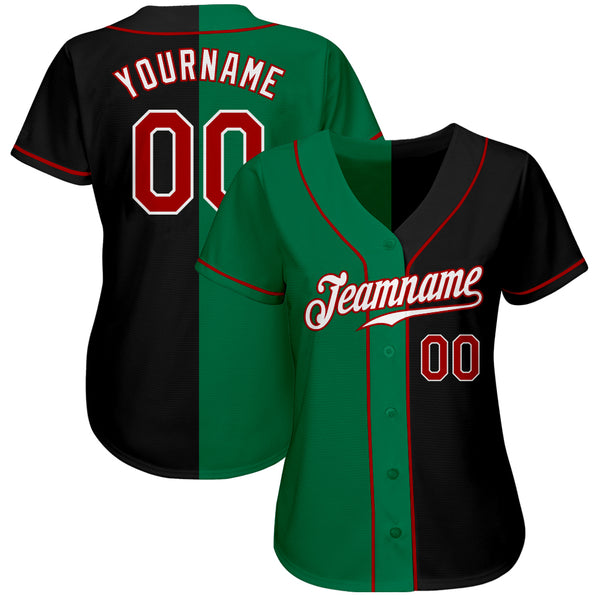 Custom Baseball Jersey Red Kelly Green-Black Authentic Gradient Fashion Women's Size:S