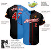 Custom Black Red-Powder Blue Authentic Split Fashion Baseball Jersey