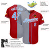 Custom Red Light Blue-Gray Authentic Split Fashion Baseball Jersey