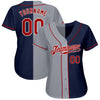 Custom Navy Red-Gray Authentic Split Fashion Baseball Jersey