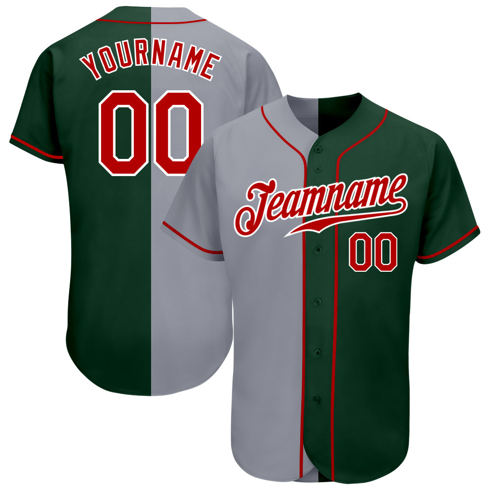 Custom Two Tone Baseball Jersey White Kelly Green-Red Authentic Mexico -  FansIdea