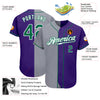 Custom Purple Kelly Green-Gray Authentic Split Fashion Baseball Jersey