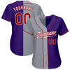 Custom Purple Red-Gray Authentic Split Fashion Baseball Jersey