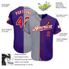 Custom Purple Red-Gray Authentic Split Fashion Baseball Jersey